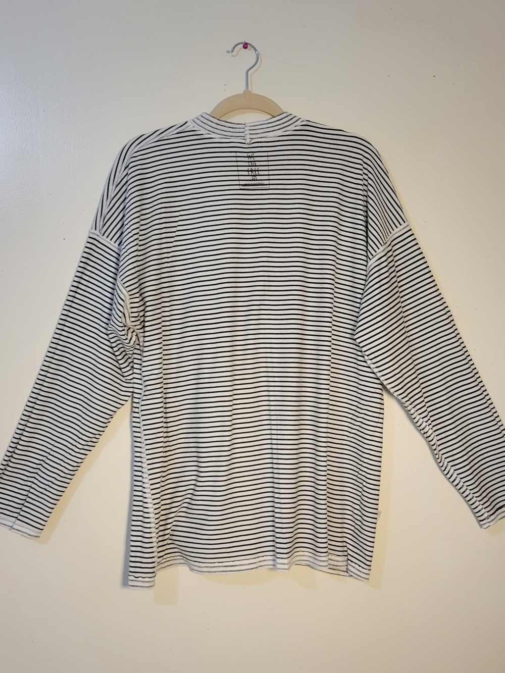 We the free (Women's M) "Inside Out" Cotton Striped Mock Neck 3/4 Sleeve Shirt - Picture 4 of 12